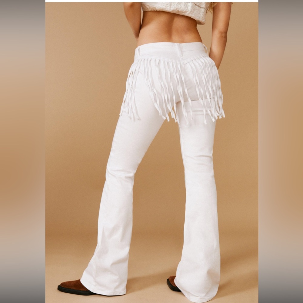 NWT Fringed Low Rise Denim Flared Jeans